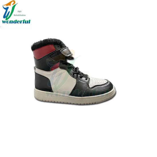 High Quality Wholesale Leather Non-Slip Flat Fashion Fancy Black Winter Orthopedic Shoes