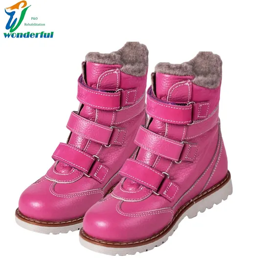 Podiatrist Recommended Pink Winter Warm Non-Slip Child Flat Foot Correction Knee Ankle Orthosis Factory Price Danny Shoes Orthopedic Shoes for Kids