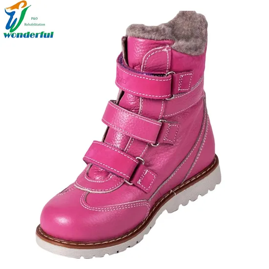 Podiatrist Recommended Pink Winter Warm Non-Slip Child Flat Foot Correction Knee Ankle Orthosis Factory Price Danny Shoes Orthopedic Shoes for Kids