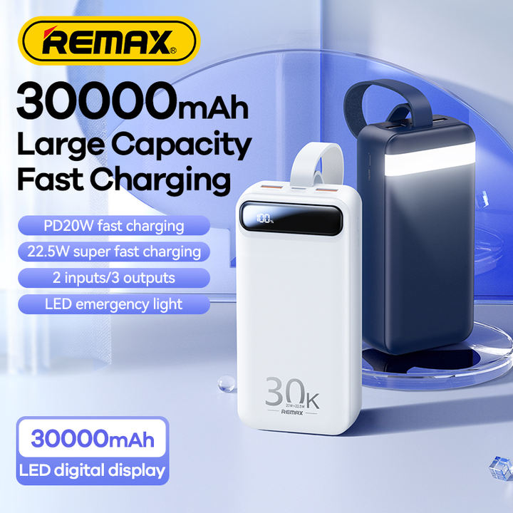 Remax Portable Power Bank 30000Mah 20W+22.5W Rpp-522 Pd3.0/Qc3.0/Fcp/Afc/Sfcp Fast Charging Wholesale 2023 New Product Powerbank