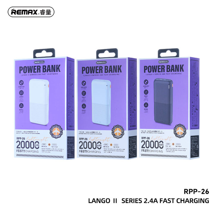 Remax RPP-26 20000mah mini slim portable smart wireless charger rohs fast charging 20000 powerbank mobile type c power bank Industrial Wholesale Custom Solutions