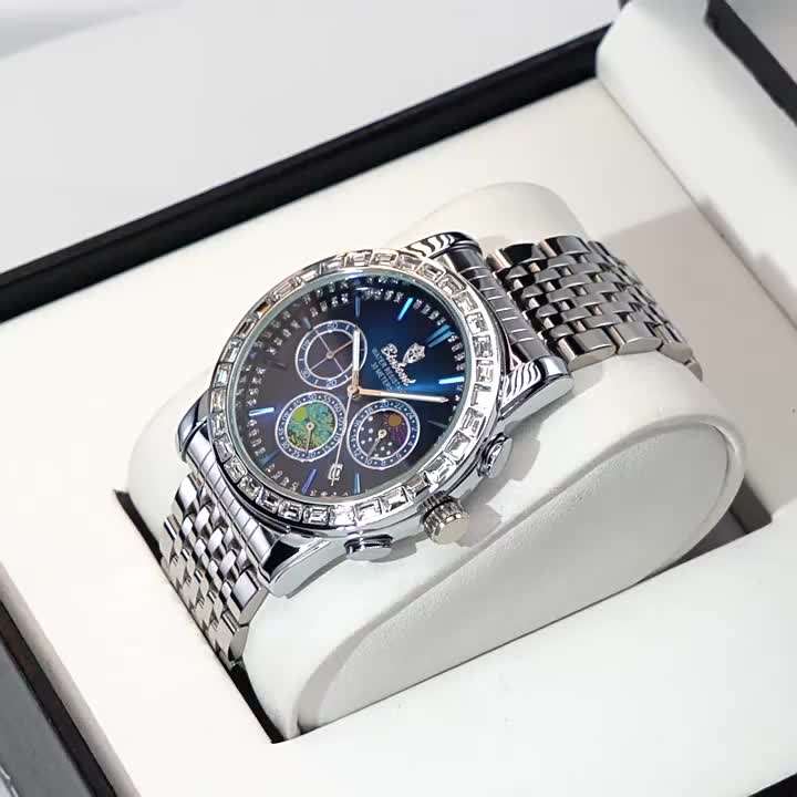 BINBOND 8632 Luxury Stainless Steel reloj watch For Male Watches quartz Movement Men Watch Luminous Hollow Out Moon Phase Factory Direct Sales Export