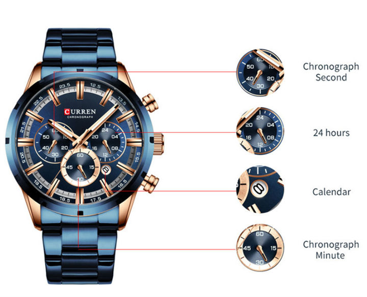 CURREN 8355 Men Watch Top Brand Luxury Sports Quartz Mens Watches Waterproof Chronograph Luminous Wristwatch Men China Factory Direct Export