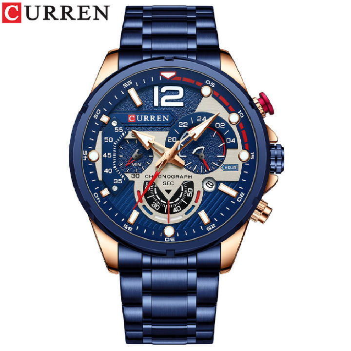 CURREN  Luxury Man WristWatch Waterproof Chronograph Watch Fashion Brand Stainless Steel Sport Male Clock 8395 Factory to Consumer Services