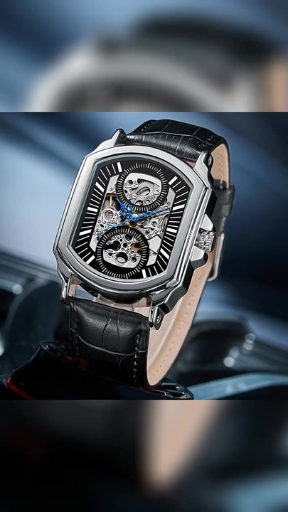 GUCAMEL Fashion Men Watches Automatic Mechanical Watch Skeleton Sport Clock Leather Casual Business Retro Wristwatch Relojes Chinese Wholesale Supplier