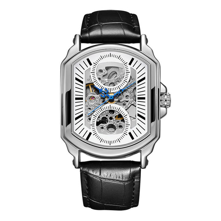 GUCAMEL Fashion Men Watches Automatic Mechanical Watch Skeleton Sport Clock Leather Casual Business Retro Wristwatch Relojes Chinese Wholesale Supplier