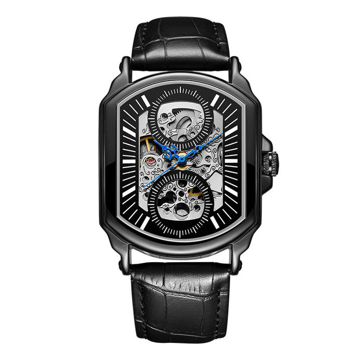 GUCAMEL Fashion Men Watches Automatic Mechanical Watch Skeleton Sport Clock Leather Casual Business Retro Wristwatch Relojes Chinese Wholesale Supplier