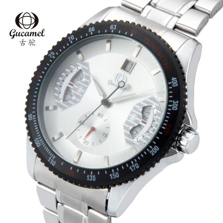 GUCAMEL Men's Quartz Watch Multifunction Waterproof Round Large Dial Leather Strap Wristwatch Luxury Watches B2B Factory Pricing Supplier