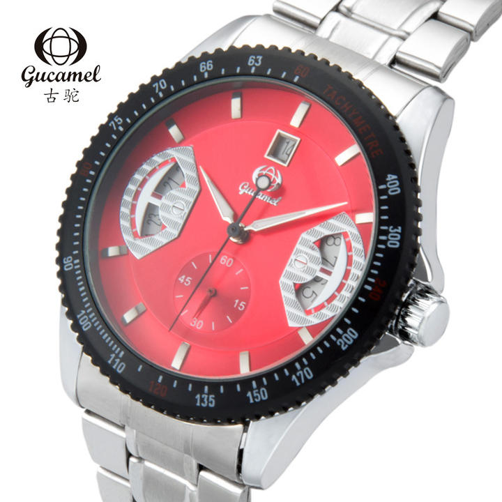 GUCAMEL Men's Quartz Watch Multifunction Waterproof Round Large Dial Leather Strap Wristwatch Luxury Watches B2B Factory Pricing Supplier