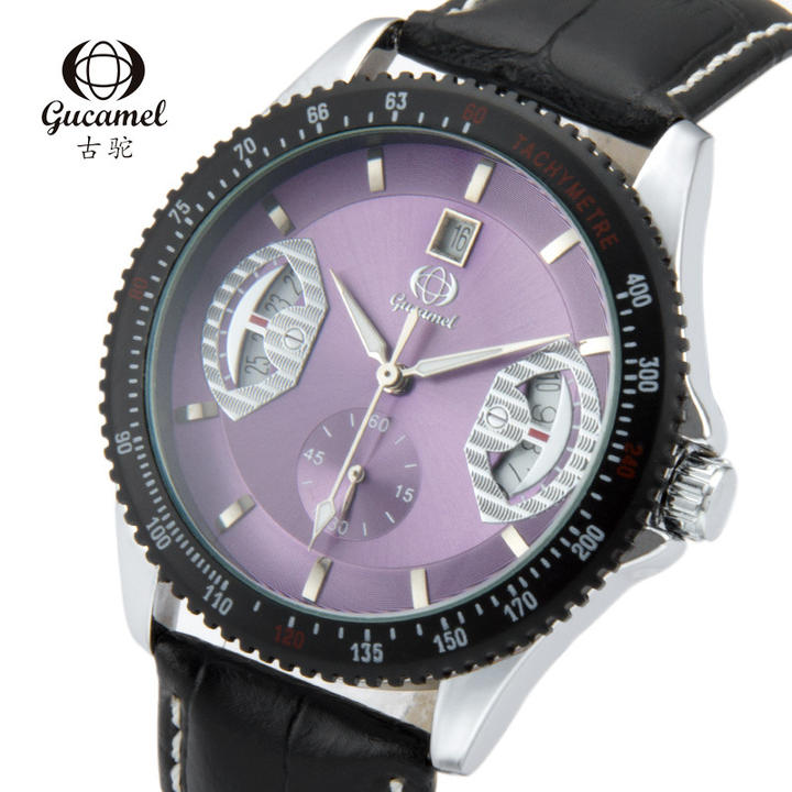 GUCAMEL Men's Quartz Watch Multifunction Waterproof Round Large Dial Leather Strap Wristwatch Luxury Watches B2B Factory Pricing Supplier