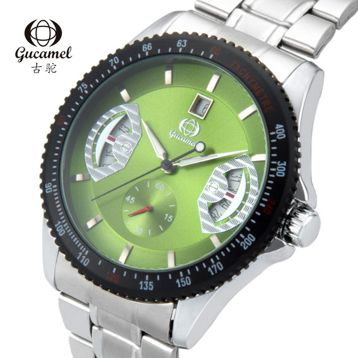 GUCAMEL Men's Quartz Watch Multifunction Waterproof Round Large Dial Leather Strap Wristwatch Luxury Watches B2B Factory Pricing Supplier