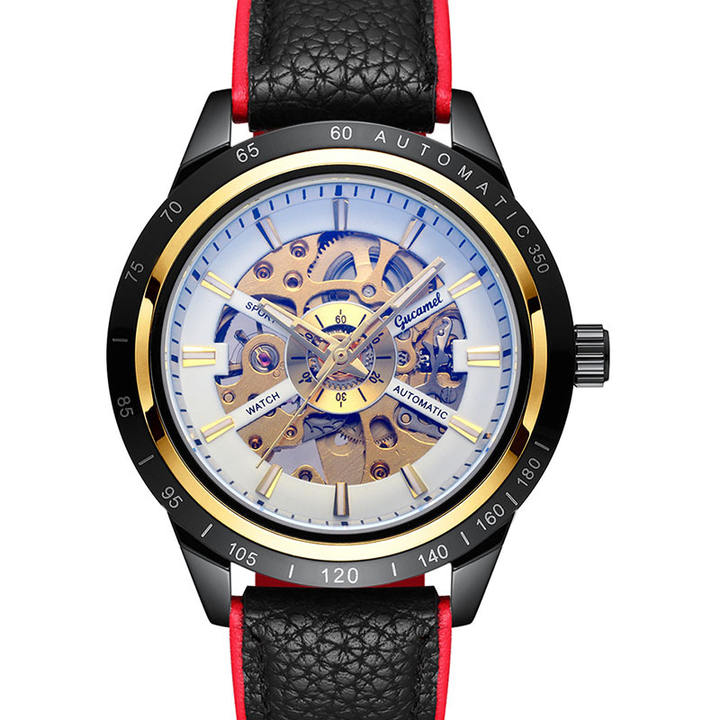 GUCAMEL New Men's Automatic Mechanical Watch Simple Fashion Leisure Sports Waterproof Hollow out Multifunctional wrist watches Discount Wholesale