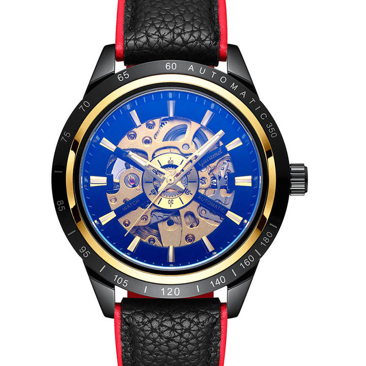 GUCAMEL New Men's Automatic Mechanical Watch Simple Fashion Leisure Sports Waterproof Hollow out Multifunctional wrist watches Discount Wholesale