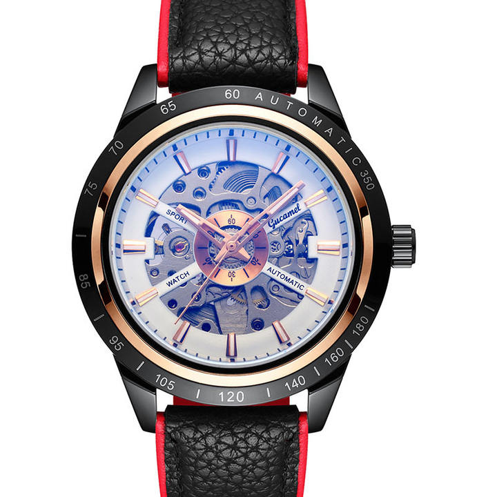GUCAMEL New Men's Automatic Mechanical Watch Simple Fashion Leisure Sports Waterproof Hollow out Multifunctional wrist watches Discount Wholesale