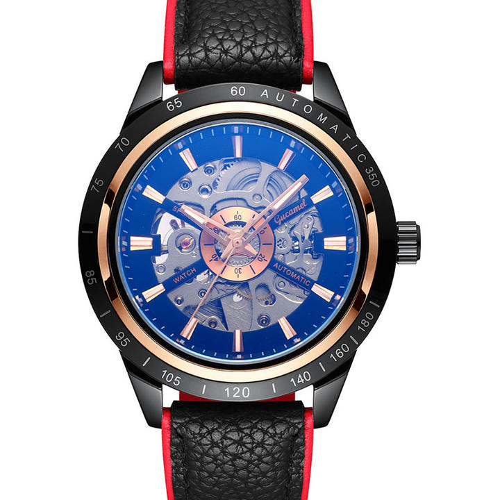 GUCAMEL New Men's Automatic Mechanical Watch Simple Fashion Leisure Sports Waterproof Hollow out Multifunctional wrist watches Discount Wholesale