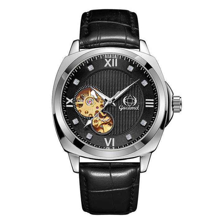 Gucamel Mechanical Watches for Men Skeleton Automatic Moon Phase Men's Business Wristwatch Waterproof Moonswatch  watch Relojes Wholesale Manufacturer Supply