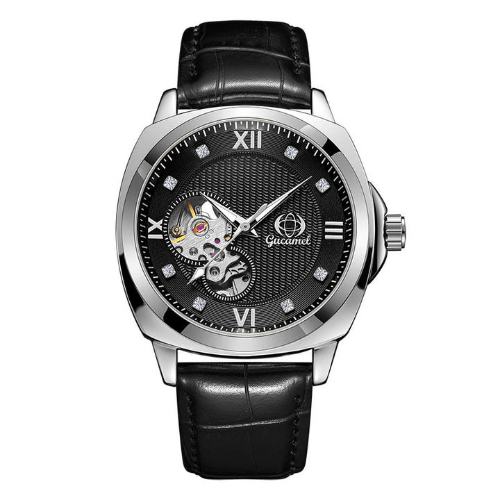 Gucamel Mechanical Watches for Men Skeleton Automatic Moon Phase Men's Business Wristwatch Waterproof Moonswatch  watch Relojes Wholesale Manufacturer Supply