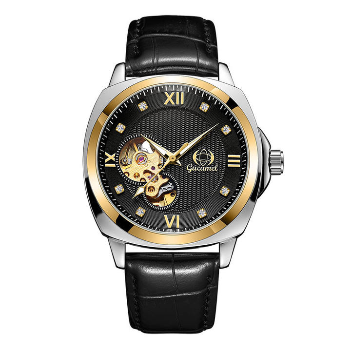 Gucamel Mechanical Watches for Men Skeleton Automatic Moon Phase Men's Business Wristwatch Waterproof Moonswatch  watch Relojes Wholesale Manufacturer Supply