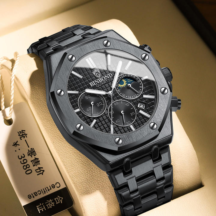 Hot BINBOND Watch 0161 Popular Men's Quartz Watches 3ATM Waterproof Watches Fashion Luminous Hands Date High Quality Alloy Case Direct Factory Wholesale Innovation