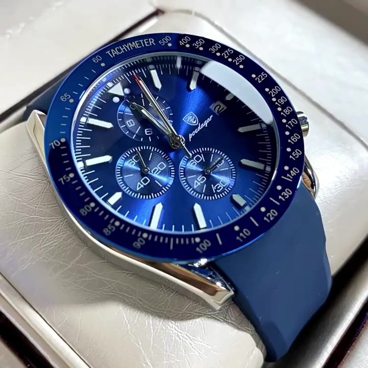 Luxury Chronograph Watch for Men POEDAGAR P988 Stainless Steel Luminous Date Week Sport Wrist Watches