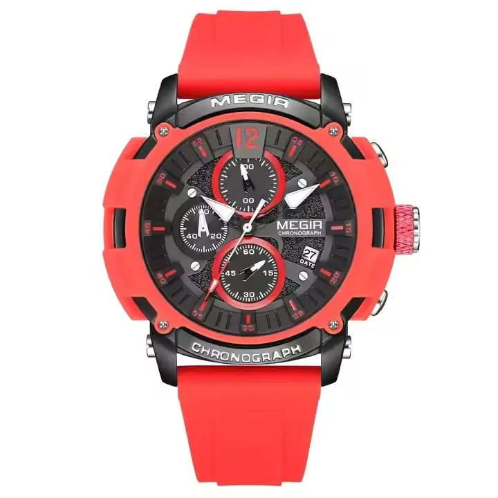 MEGIR 2208 New Fashion Silicone Chronograph Sport Watches Original Men Wrist Quartz Watch For Man