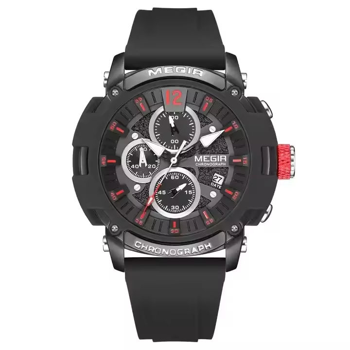 MEGIR 2208 New Fashion Silicone Chronograph Sport Watches Original Men Wrist Quartz Watch For Man