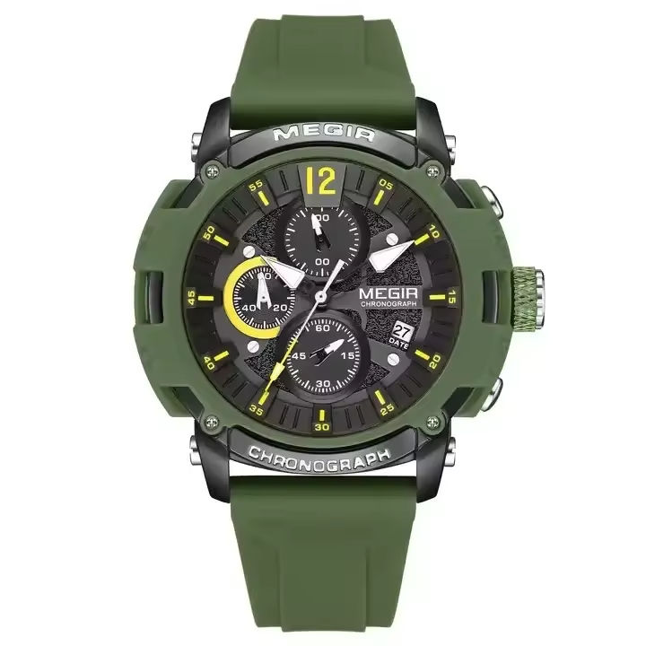 MEGIR 2208 New Fashion Silicone Chronograph Sport Watches Original Men Wrist Quartz Watch For Man