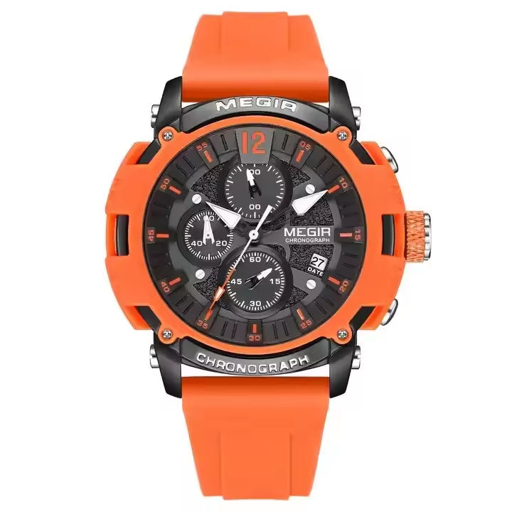 MEGIR 2208 New Fashion Silicone Chronograph Sport Watches Original Men Wrist Quartz Watch For Man