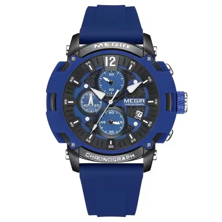 MEGIR 2208 New Fashion Silicone Chronograph Sport Watches Original Men Wrist Quartz Watch For Man