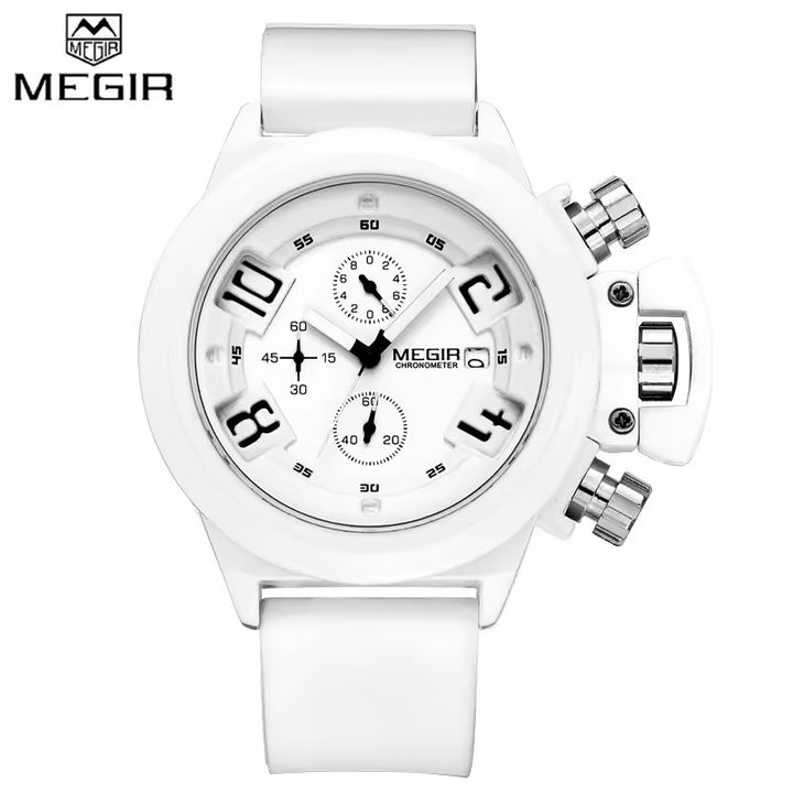 Megir 2002 Luxury Chronograph Watches Business Date Analog Clock Silicone Sports Waterproof Quartz Men Watch Overseas Manufacturing