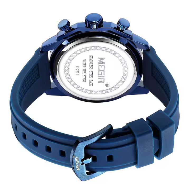 Megir 2211  Men's Quartz Watch Silicone Strap Luminous Chronograph Calendar Waterproof Business Watch Manufacturing Services Export