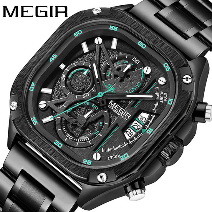 Megir 2217 Square Dial Male watches for men quality Wrist Luxury Waterproof Square wristwatches mens watch