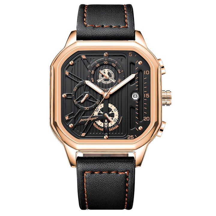 Square Cool Men's Watch Technology Power Design Chronograph watches POEDAGAR P628 Factory to Consumer Services