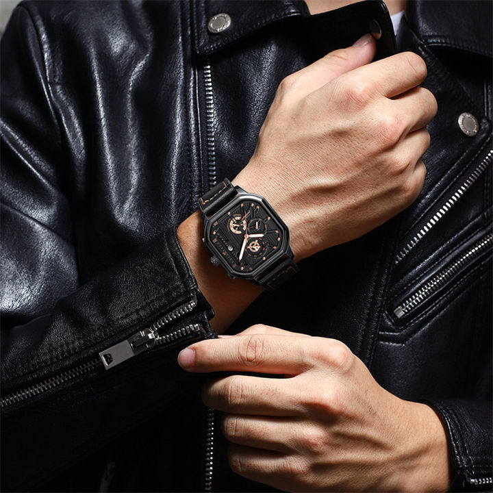 Square Cool Men's Watch Technology Power Design Chronograph watches POEDAGAR P628 Factory to Consumer Services