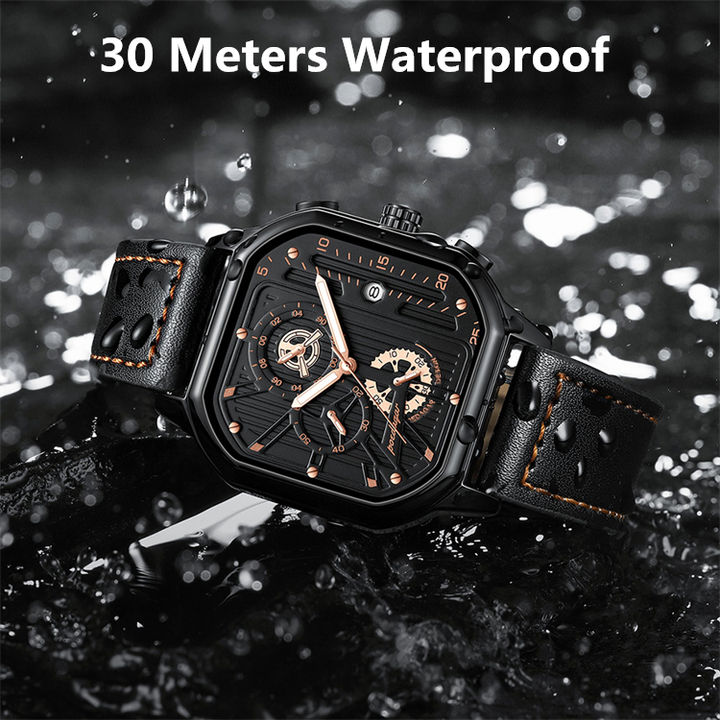 Square Cool Men's Watch Technology Power Design Chronograph watches POEDAGAR P628 Factory to Consumer Services