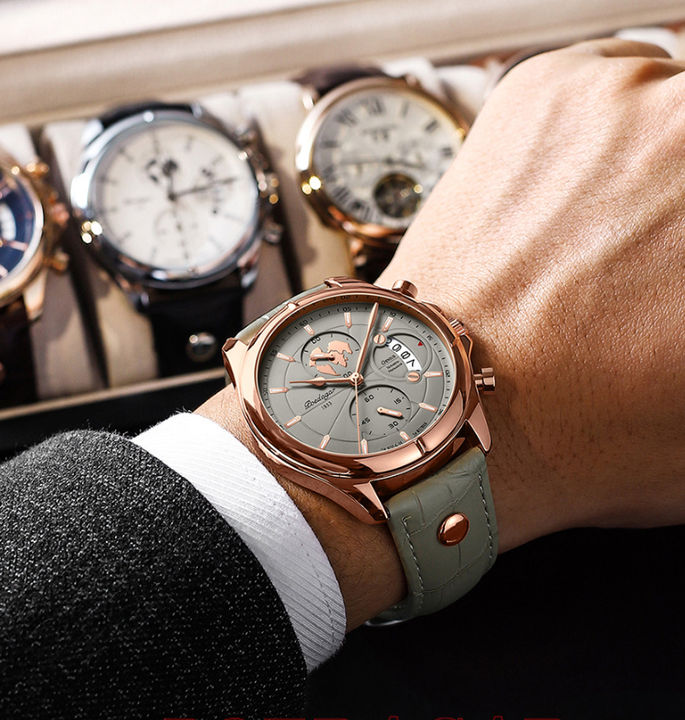 Super Cool Watch for Men Business Casual POEDAGAR P989 Luminous Date Chronograph Sport Wrist Watches Efficient Manufacturing