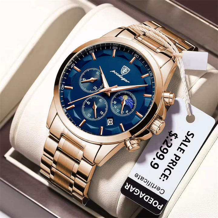 Watch for Men Stainless steel Super Cool Poedagar P928 Chronograph Casual quartz watches Factory Authorized Wholesale