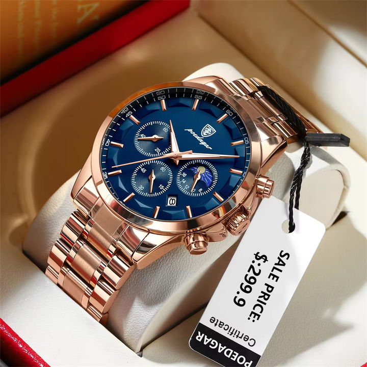 Watch for Men Stainless steel Super Cool Poedagar P928 Chronograph Casual quartz watches Factory Authorized Wholesale