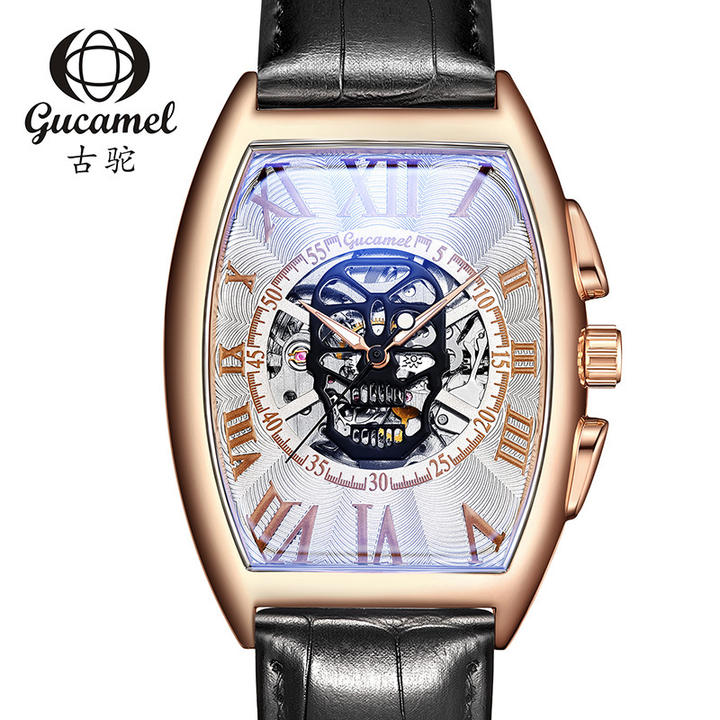 Mens mechanism watch  Genuine Leather band waterproofing automatic winder Leisure wrist watch Moon Phase wrist watches China Factory Supply