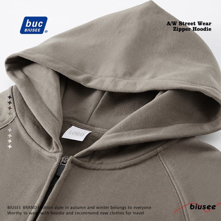 Hoodie Manufacturer High Quality  Blank Oversized Custom 450 grams Heavy Weight Fleece-lined Zip Up Hoodies