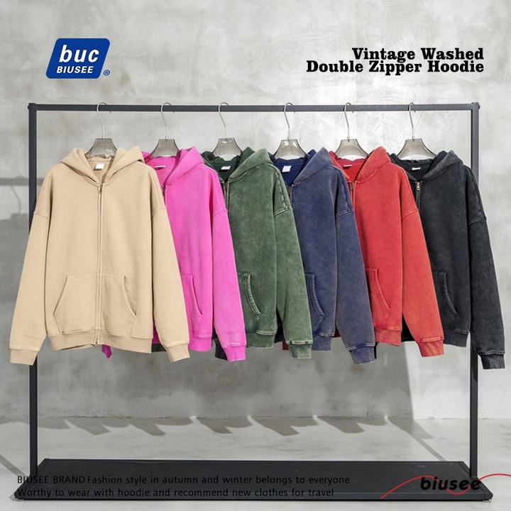 Hoodie wholesaler High quality Heavy Weight 355g Oversize Washed Pull Over and Fleece Blank Custom Man's Hoodies