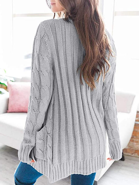 2024 Autumn Cable Knitting Causal Cardigan Plus Size Sweater Buttons Knitted Overcoat For Women Clothing Manufacturing and Export B2B