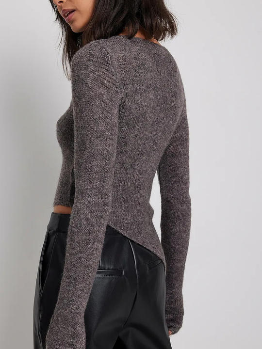 2024 Casual New Long Sleeves Irregular Tight Knit Top Solid Color Undershirt Slim Sweater Woman Pullover Affordable Wholesale Services
