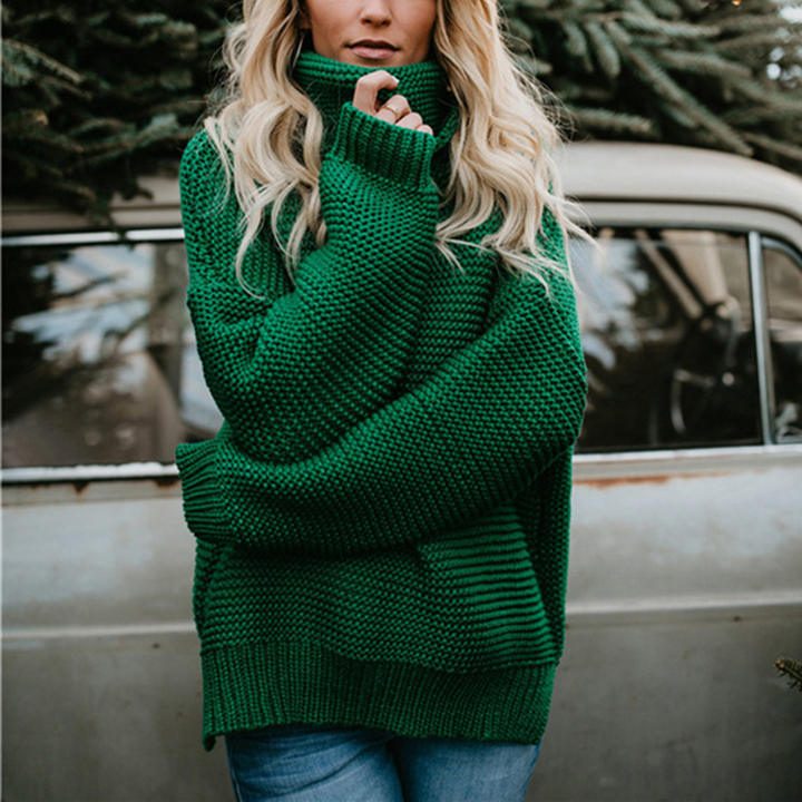 2024 Custom Autumn Winter New Style Women's Thick Line Long Sleeve Turtleneck Sweater Lady Clothing China Factory Supply Services