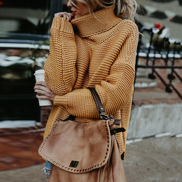2024 Custom Autumn Winter New Style Women's Thick Line Long Sleeve Turtleneck Sweater Lady Clothing China Factory Supply Services