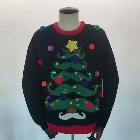 2024 Custom New Trendy Christmas Holiday Women Lights Led Luminous Funny Knitting Sweater Clothing