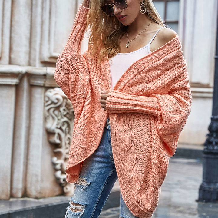 2024 Custom New Winter Lady Sweater Cardigan Crew Neck Loose Solid Color Women Clothing Knitwear Industrial Production