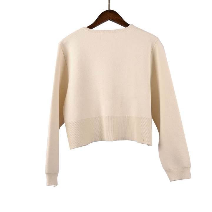 2024 Factory Custom Casual Oversize Cardigan O-Neck Puff Sleeve Women Sweater Lady Tops Made in China Factory