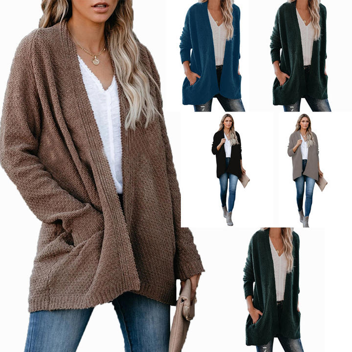 2024 Fashion Custom Design Casual Plus Size Loose Knit Cardigan Sweater Jacket Women Clothing