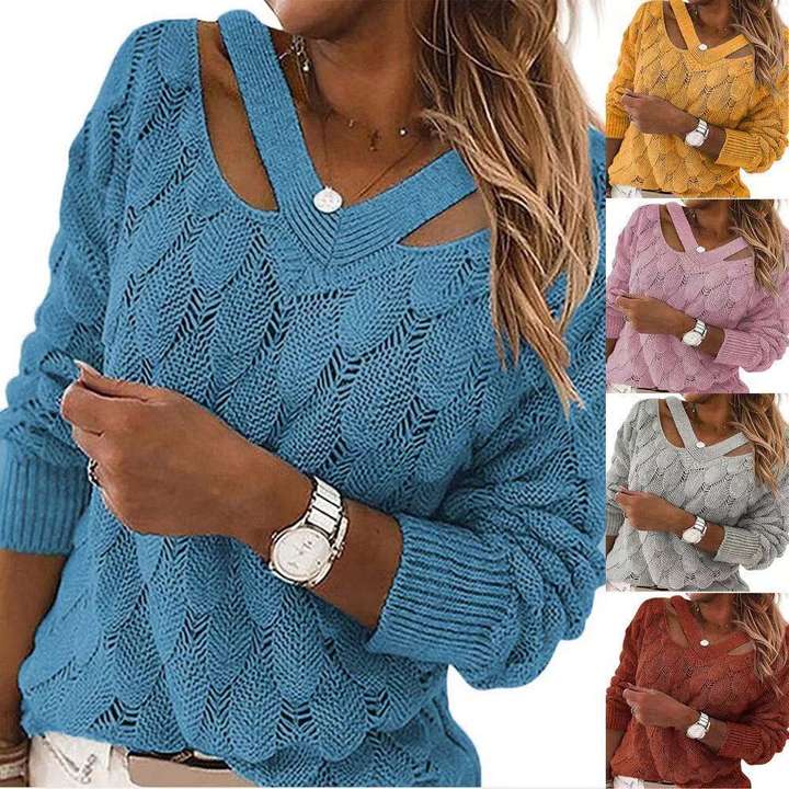 2024 Fashion Winter Fashion New Knitwear Off-The-Shoulder Sweater Women Tops Lady Clothing